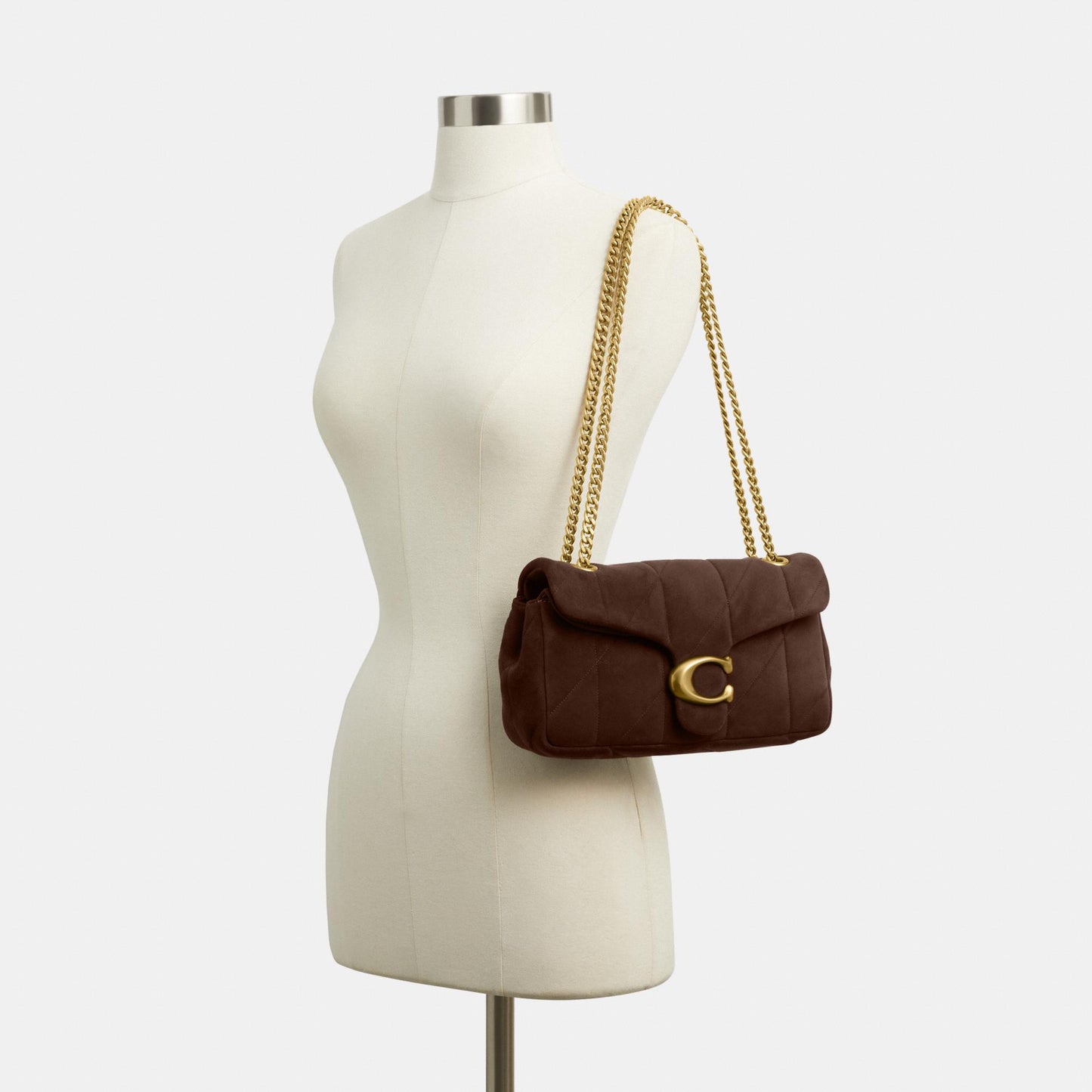 CEN48-Tabby Shoulder Bag 26 with Quilting-B4/Dark Chocolate
