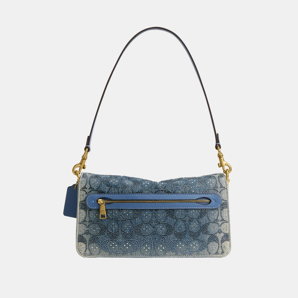 Tabby Shoulder Bag 26 in Regenerative Cotton Denim with Crystal Signature