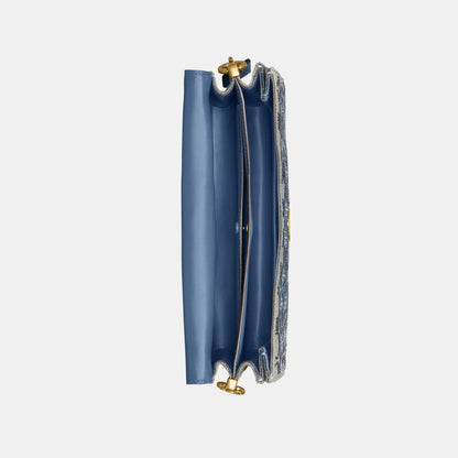 CEN85-Tabby Shoulder Bag 26 in Regenerative Cotton Denim with Crystal Signature-B4/Denim