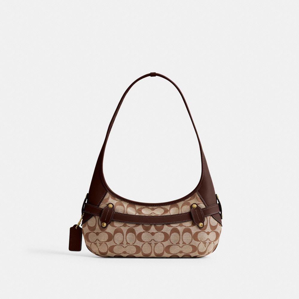 CEN87-Belted Ergo Shoulder Bag 26 in Signature Jacquard-B4/Khaki Maple