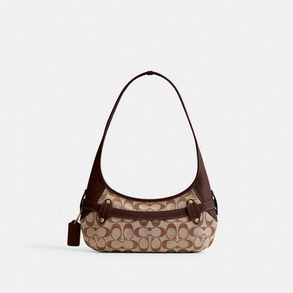 CEN87-Belted Ergo Shoulder Bag 26 in Signature Jacquard-B4/Khaki Maple