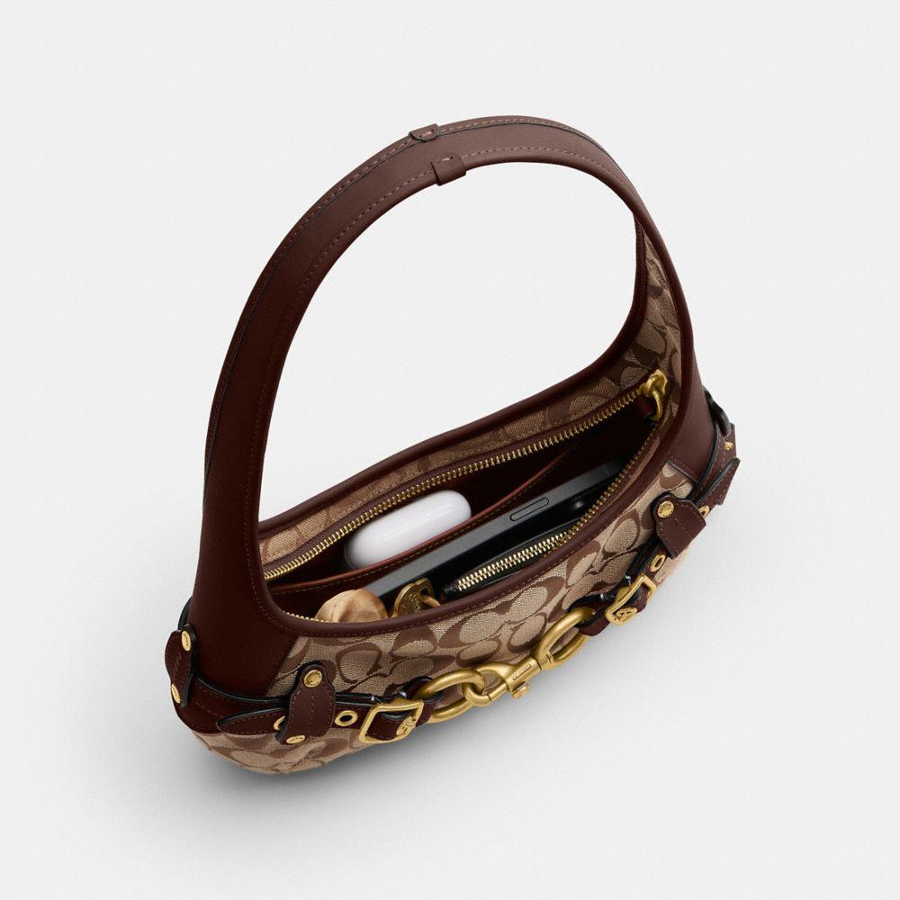 CEN87-Belted Ergo Shoulder Bag 26 in Signature Jacquard-B4/Khaki Maple
