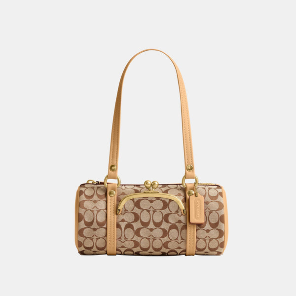 Kisslock Barrel Bag 28 in Signature Jacquard