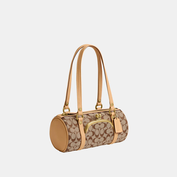 Kisslock Barrel Bag 28 in Signature Jacquard