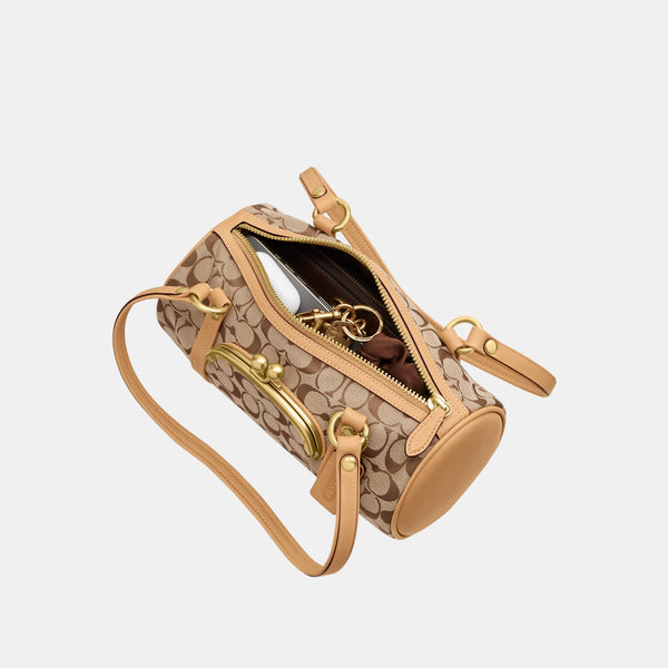 Kisslock Barrel Bag 28 in Signature Jacquard