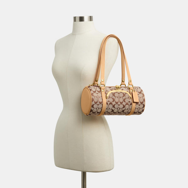 Kisslock Barrel Bag 28 in Signature Jacquard