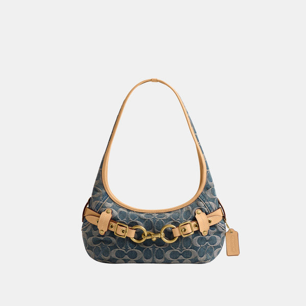 Belted Ergo Shoulder Bag 26 in Signature Regenerative Cotton Denim