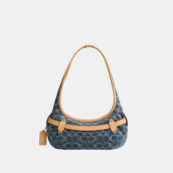 Belted Ergo Shoulder Bag 26 in Signature Regenerative Cotton Denim