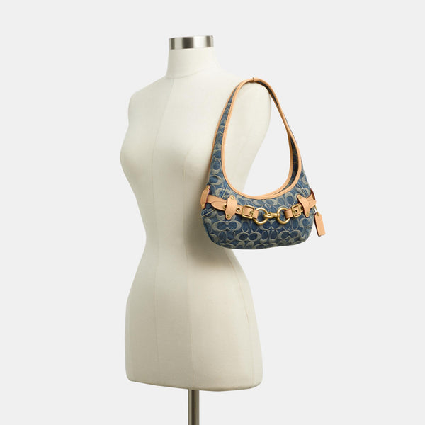Belted Ergo Shoulder Bag 26 in Signature Regenerative Cotton Denim