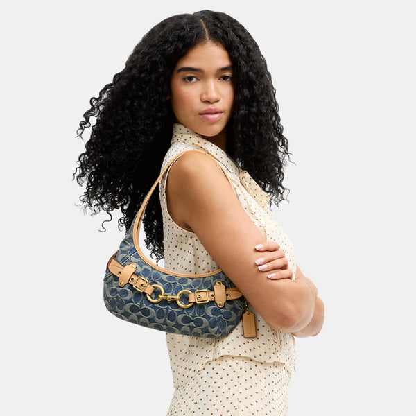 Belted Ergo Shoulder Bag 26 in Signature Regenerative Cotton Denim