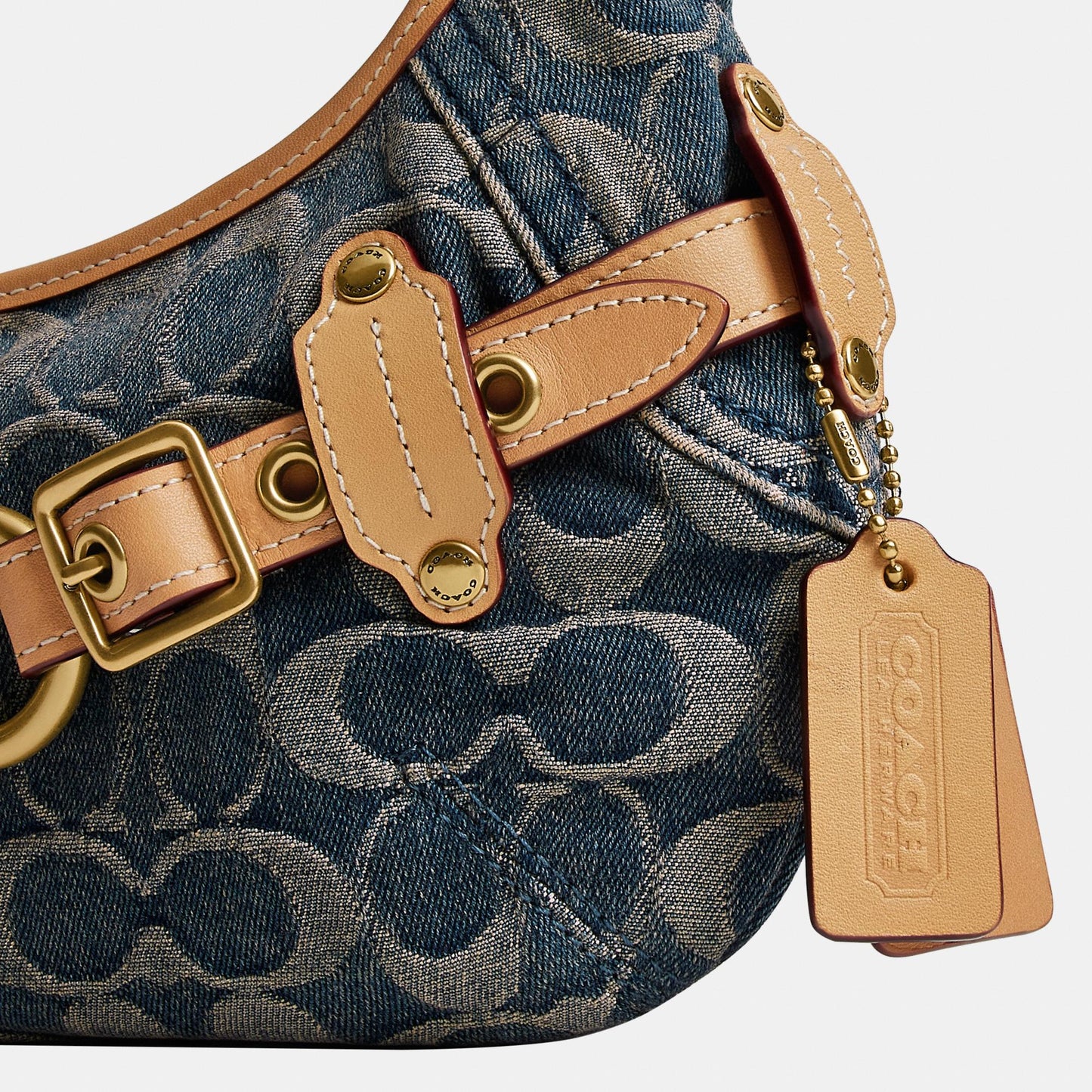 CEN94-Belted Ergo Shoulder Bag 26 in Signature Regenerative Cotton Denim-B4/Denim