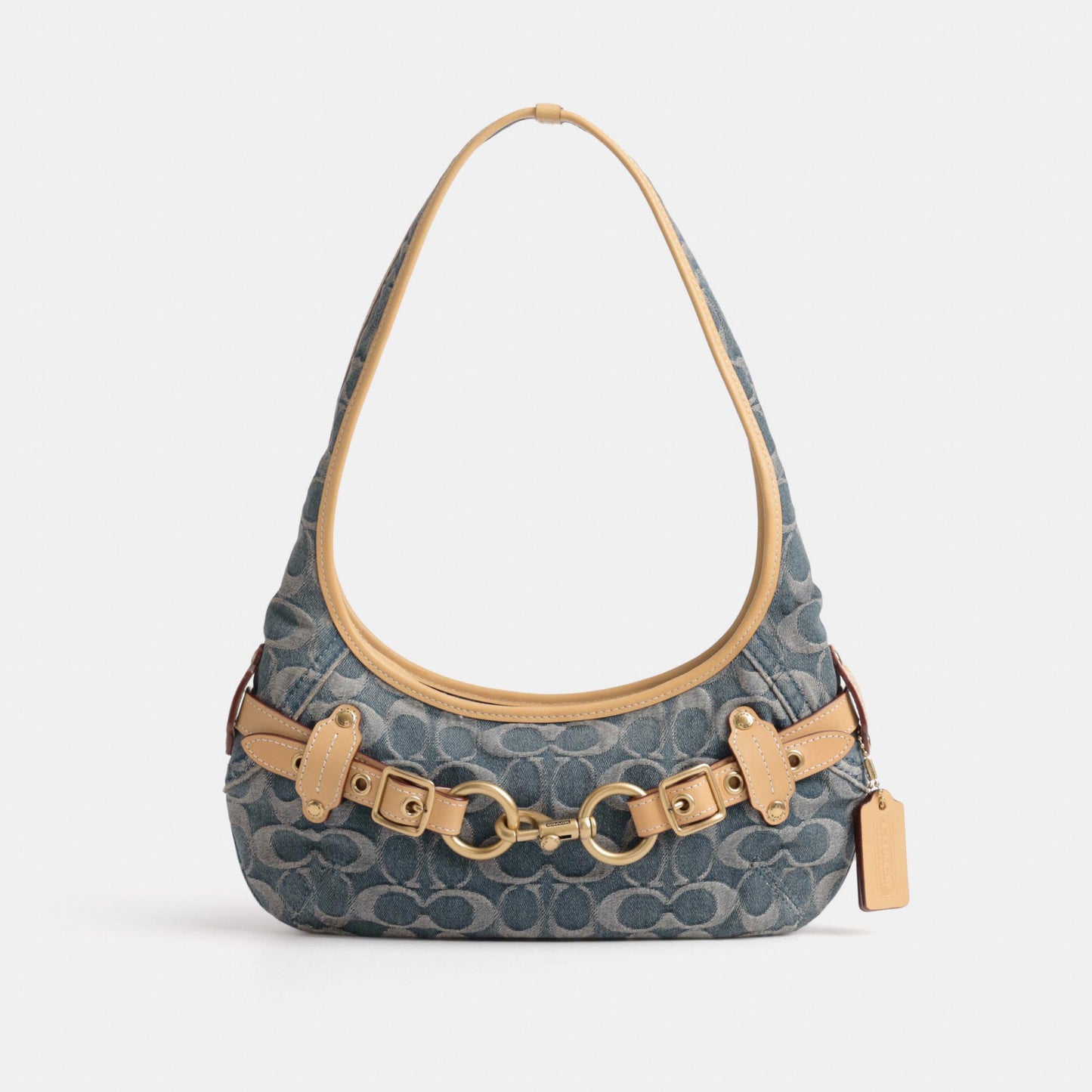 CEN94-Belted Ergo Shoulder Bag 26 in Signature Regenerative Cotton Denim-B4/Denim