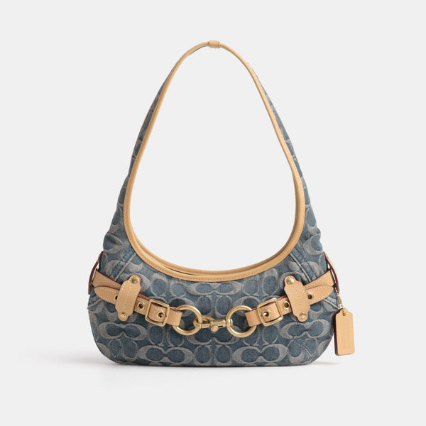 Belted Ergo Shoulder Bag 26 in Signature Regenerative Cotton Denim