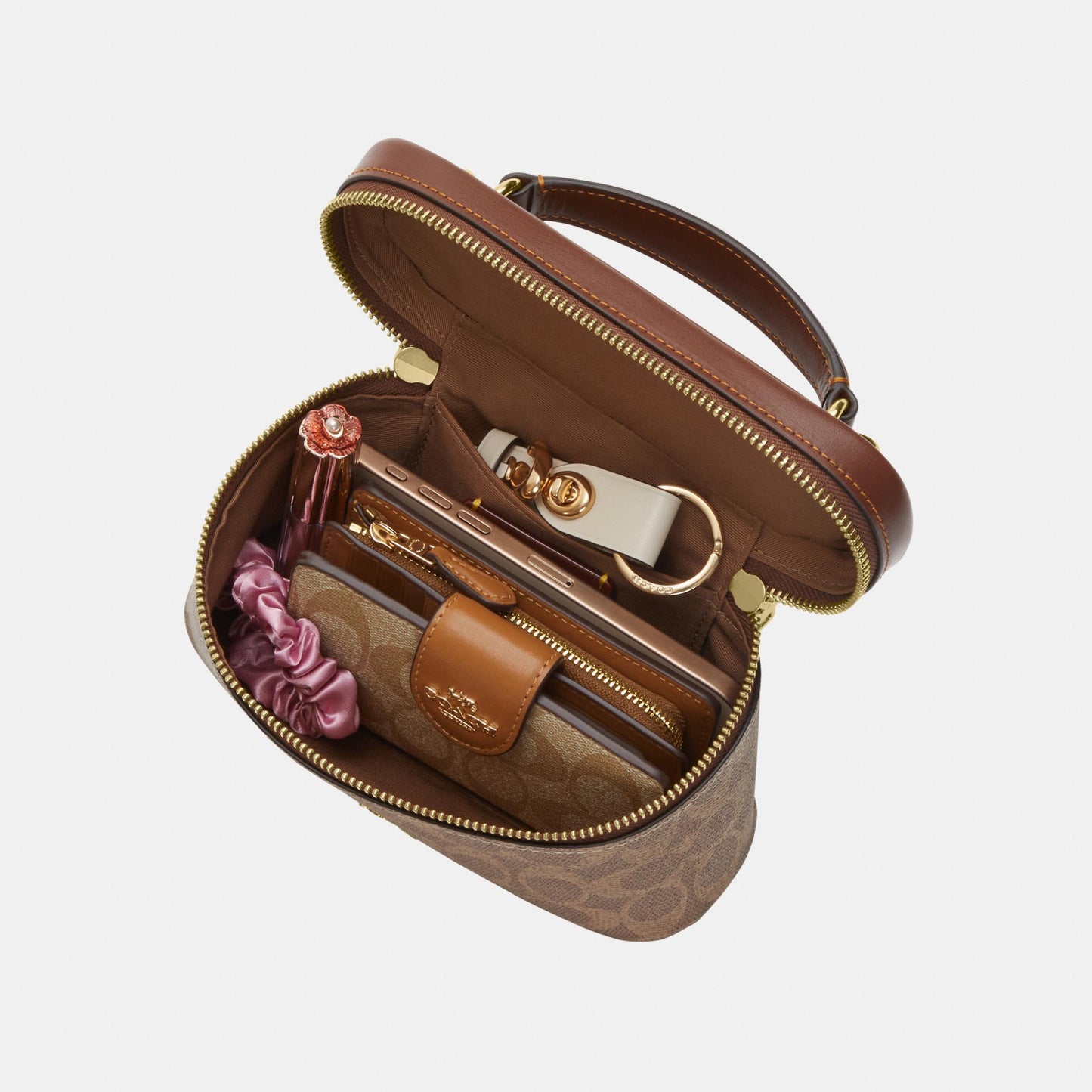 CEO23-Rainer Crossbody Bag 18 in Signature Canvas-Im/Tan/Brown