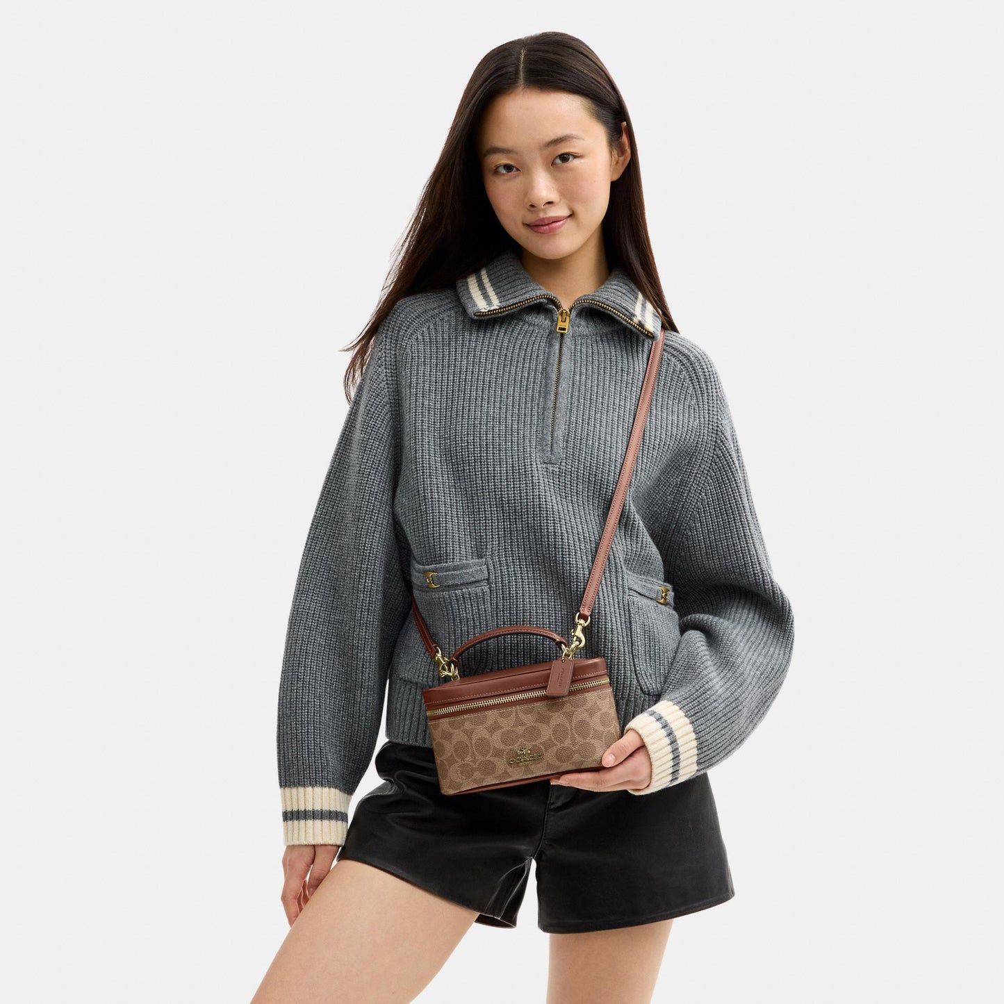 CEO23-Rainer Crossbody Bag 18 in Signature Canvas-Im/Tan/Brown