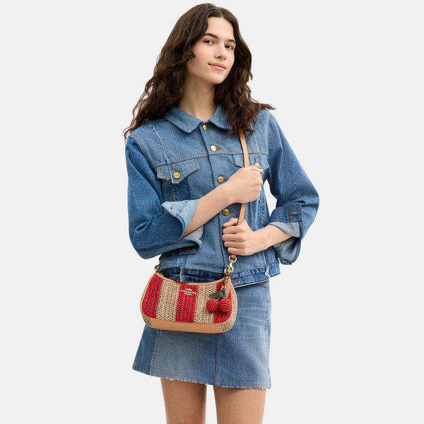 Teri Shoulder Bag with Stripes and Charm