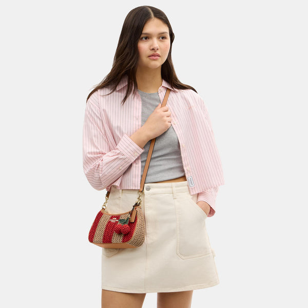 Teri Shoulder Bag with Stripes and Charm