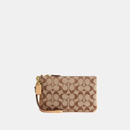 CER36-Signature Jacquard Essential Small Wristlet-B4/Khaki Light Peach