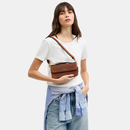 CER62-Elora Top Handle Crossbody Bag in Loved Leather-B4/Brown