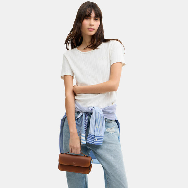 Elora Top Handle Crossbody Bag in Loved Leather