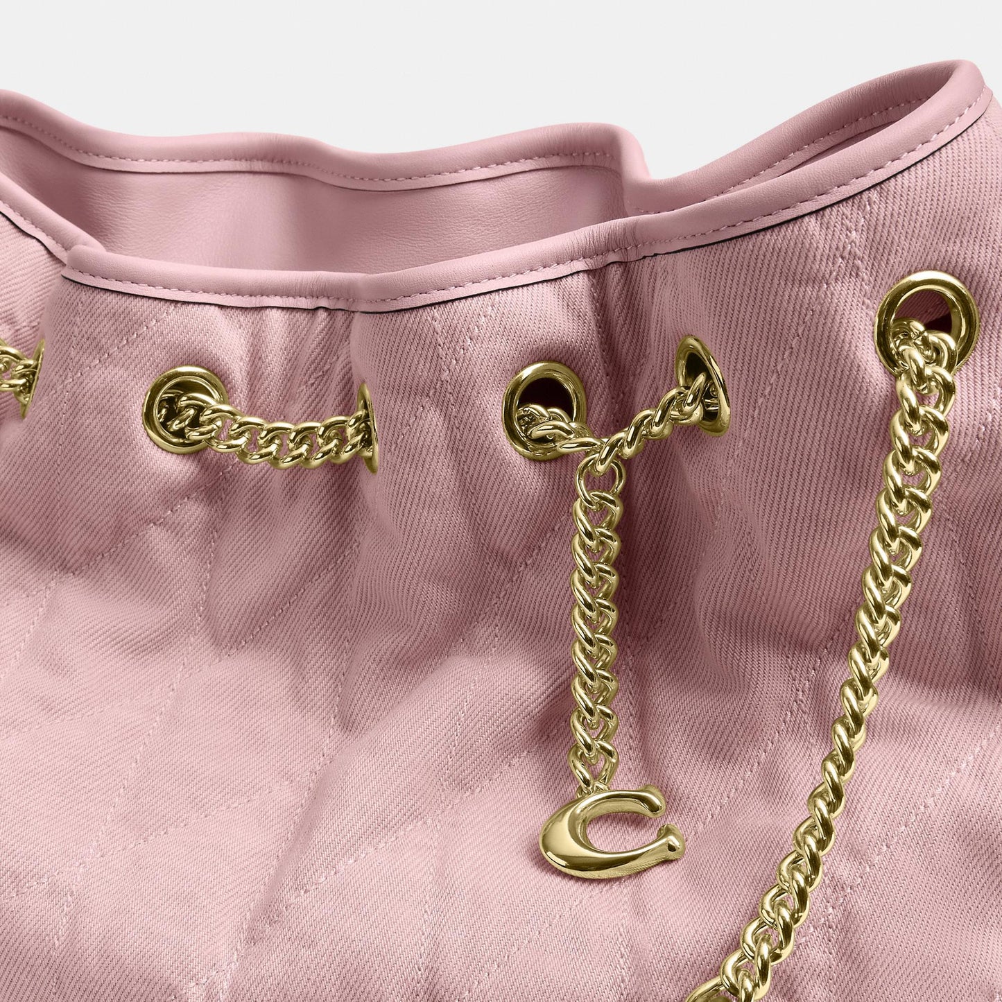 CER79-Evelyn Shoulder Bag in Loved Denim with Quilting and Charm-Im/Light Pink