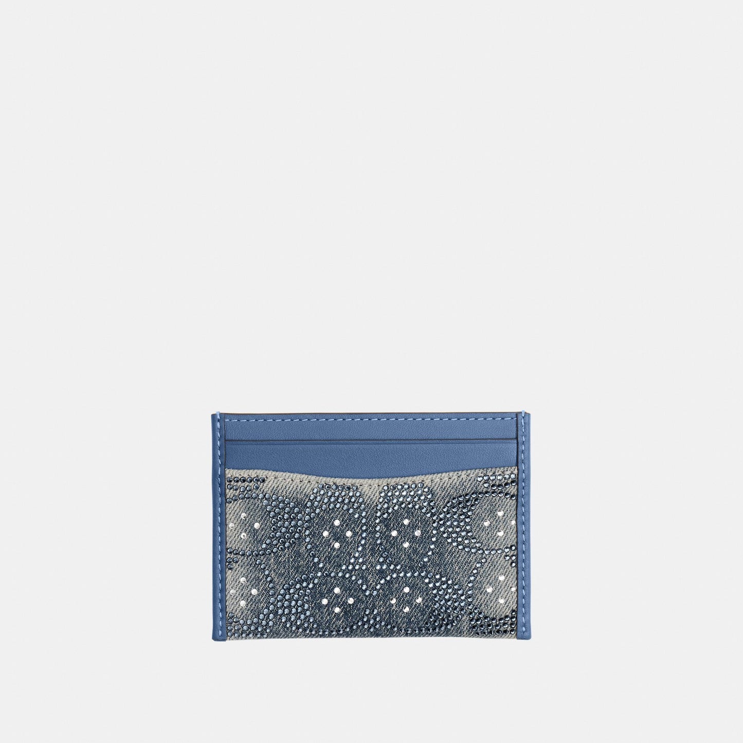 CER89-Essential Card Case in Regenerative Cotton Denim with Crystal Signature-B4/Denim