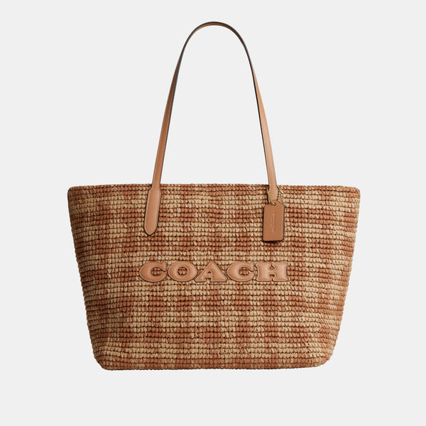City Tote Bag with Gingham Print