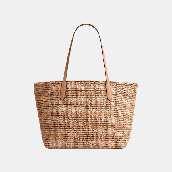 City Tote Bag with Gingham Print