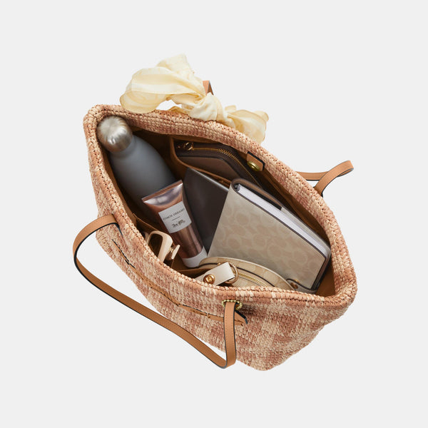 City Tote Bag with Gingham Print