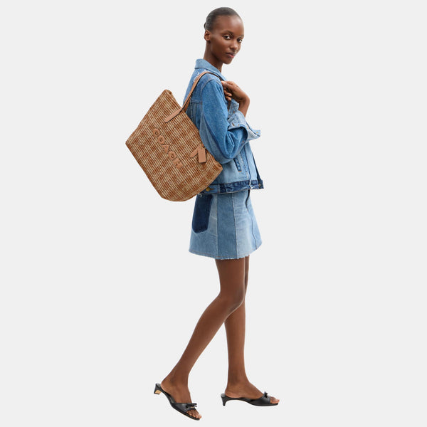 City Tote Bag with Gingham Print