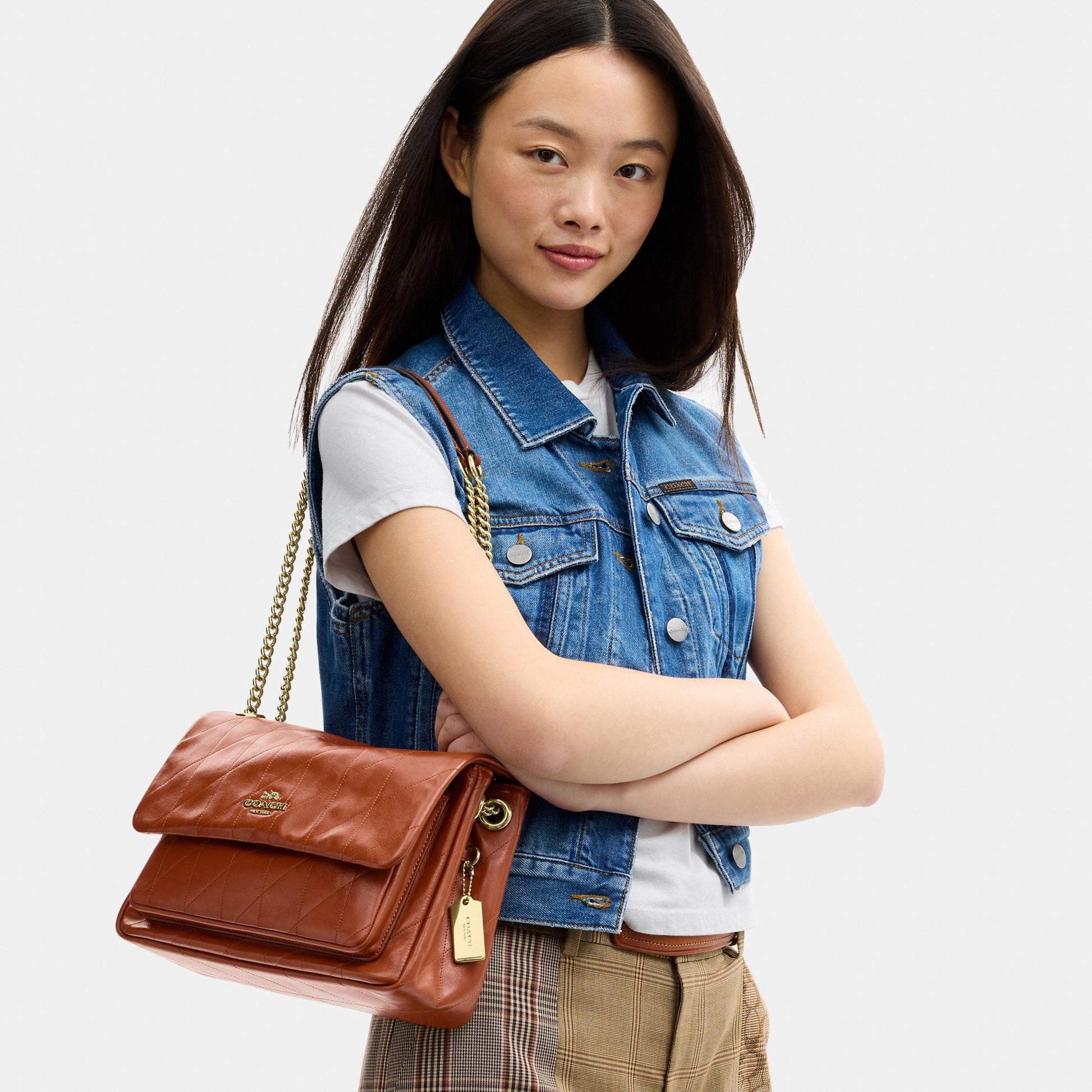 CES32-Elodie Crossbody Bag with Quilting-Im/Cinnamon