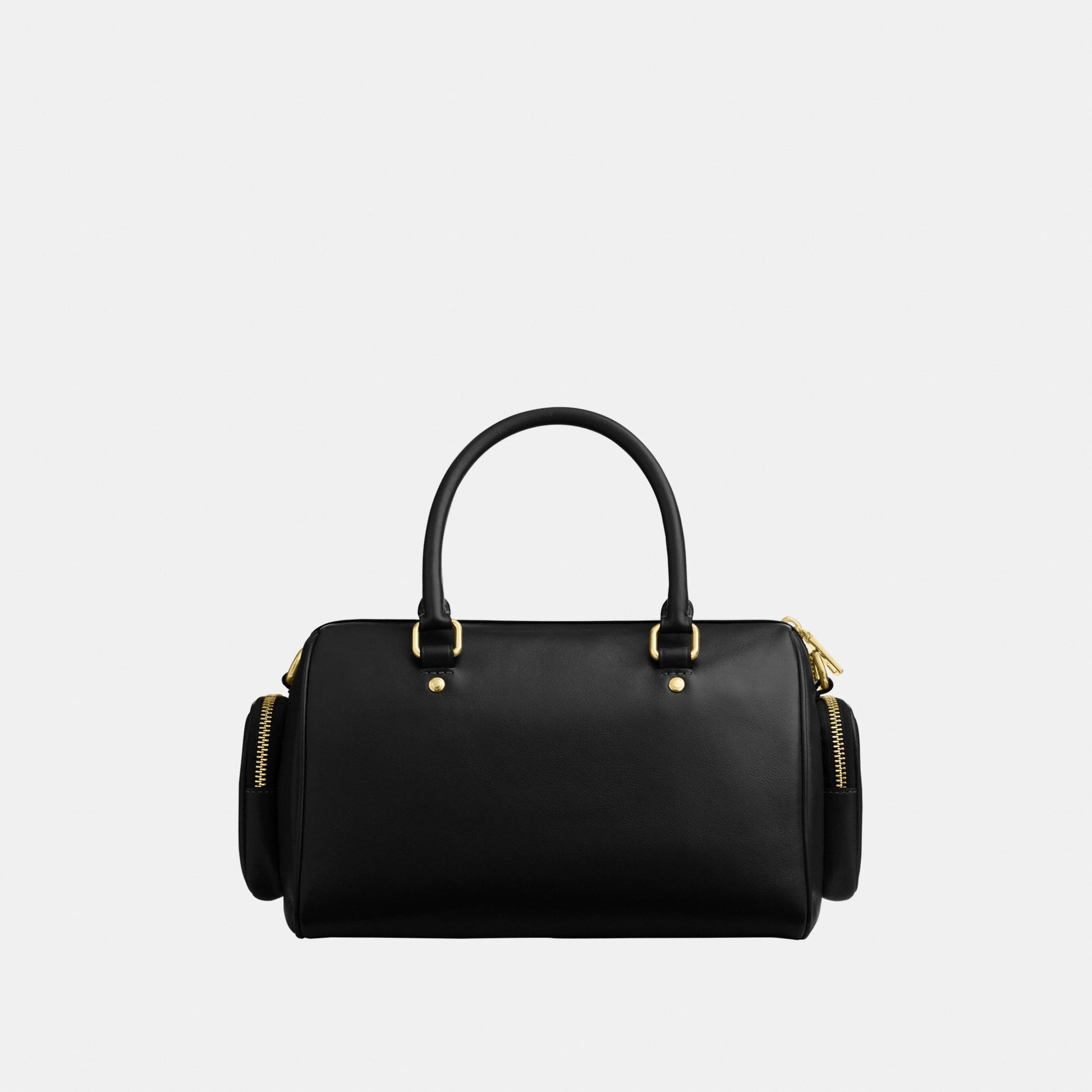 CES79-Rowan Satchel with Pockets in Matte Crinkle Leather-Im/Black