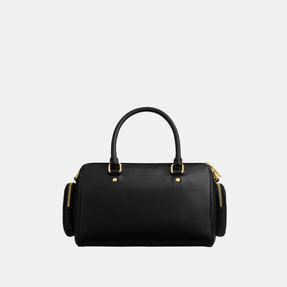 CES79-Rowan Satchel with Pockets in Matte Crinkle Leather-Im/Black