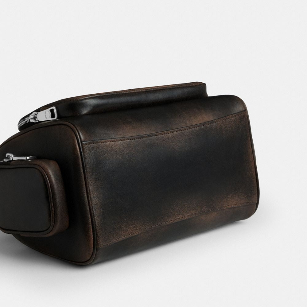 CES83-Rowan Satchel Bag With Pockets In Loved Leather-Sv/Black Brown