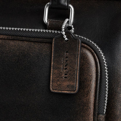 CES83-Rowan Satchel Bag With Pockets In Loved Leather-Sv/Black Brown