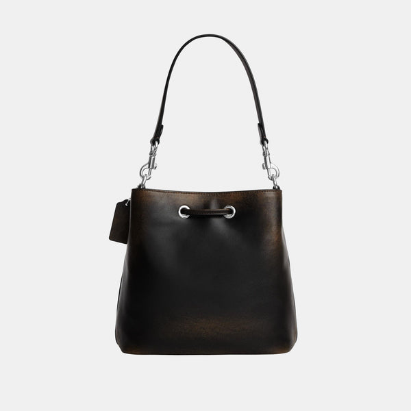 Rowan Bucket Bag with Pocket in Loved Leather