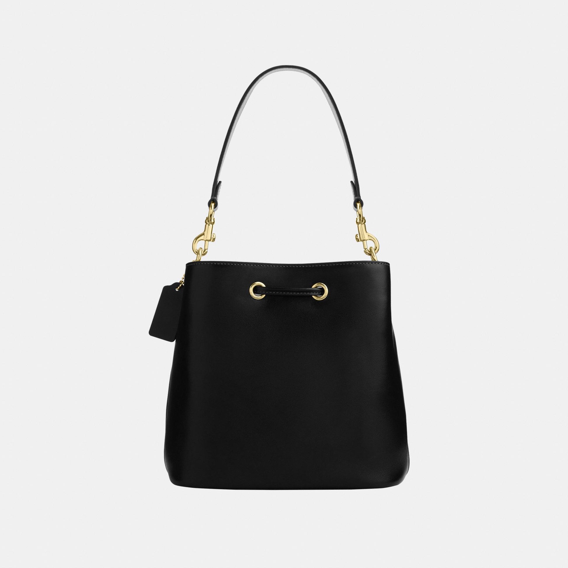 CES95-Rowan Bucket Bag with Pocket in Matte Crinkle Leather-Im/Black