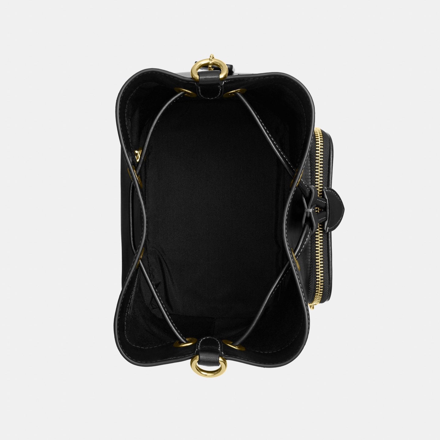 CES95-Rowan Bucket Bag with Pocket in Matte Crinkle Leather-Im/Black