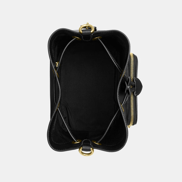 Rowan Bucket Bag with Pocket in Matte Crinkle Leather