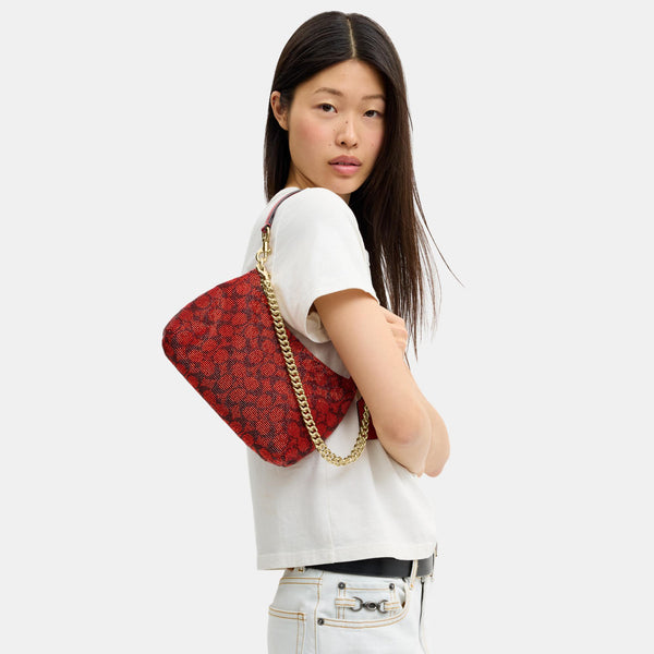 Teri Shoulder Bag in Signature Beaded Satin