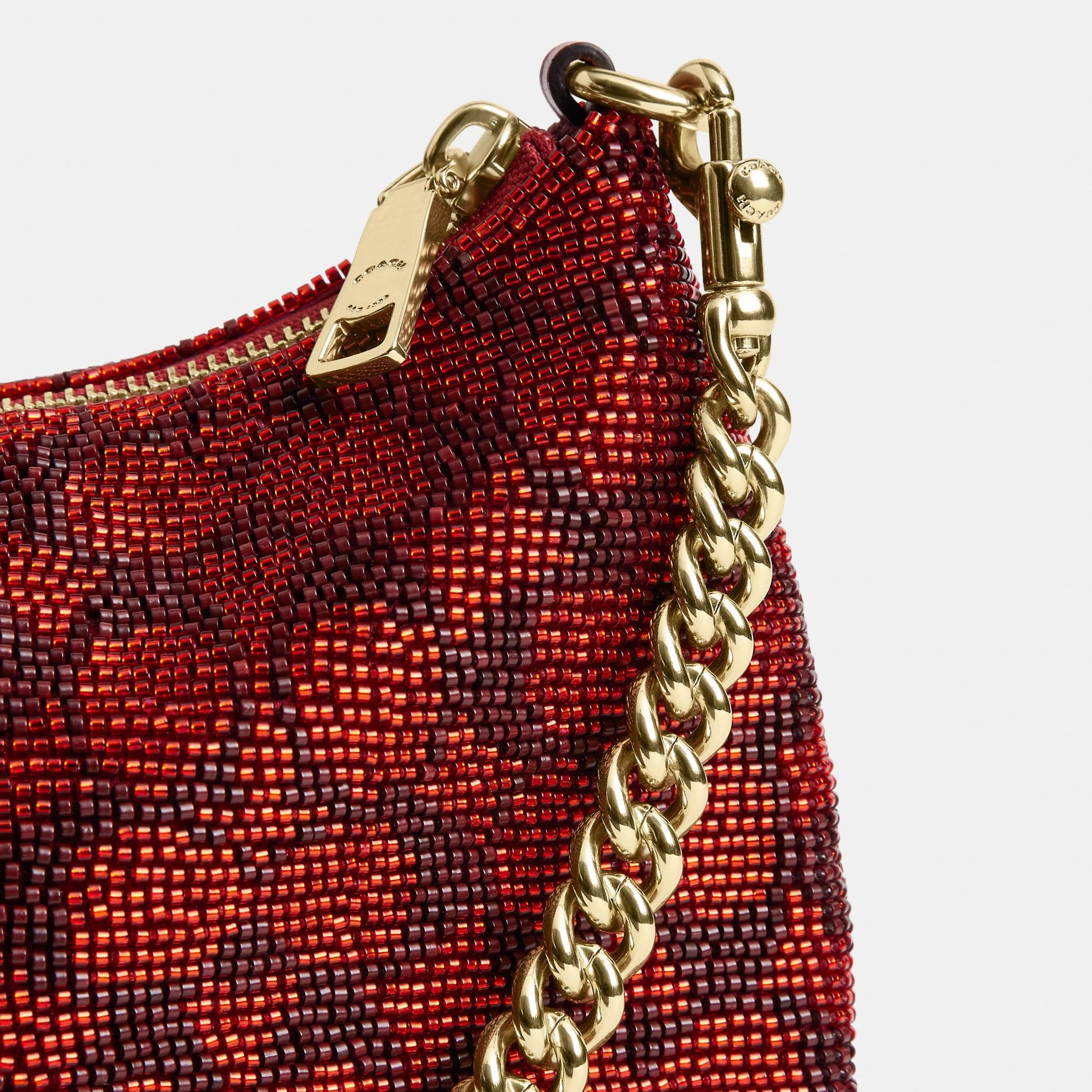 CET14-Teri Shoulder Bag in Signature Beaded Satin-Im/Crimson