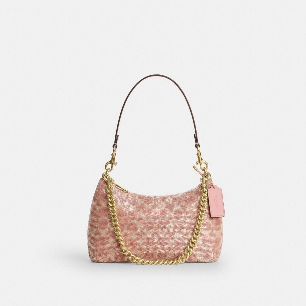 CET14-Teri Shoulder Bag in Signature Beaded Satin-Im/Pink