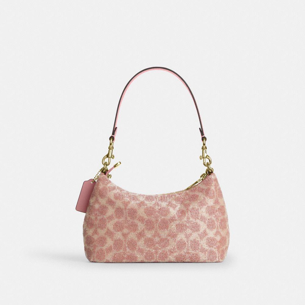 CET14-Teri Shoulder Bag in Signature Beaded Satin-Im/Pink