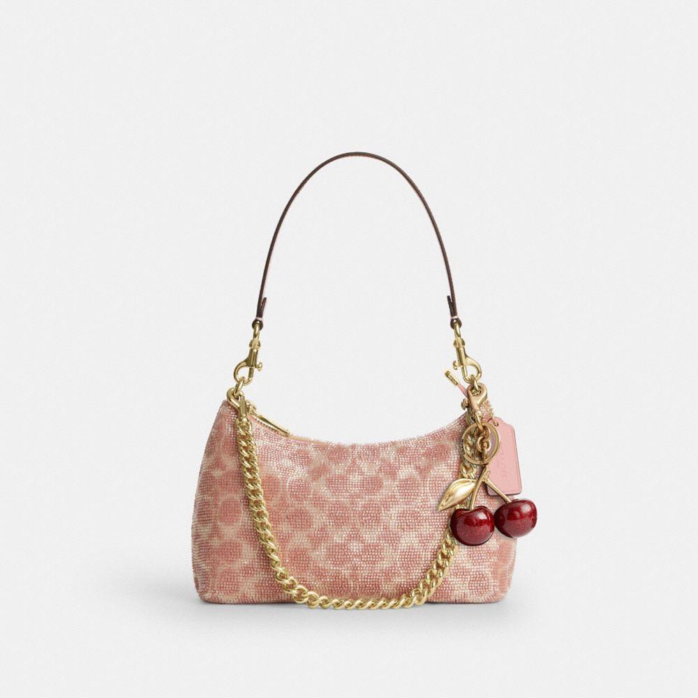 CET14-Teri Shoulder Bag in Signature Beaded Satin-Im/Pink