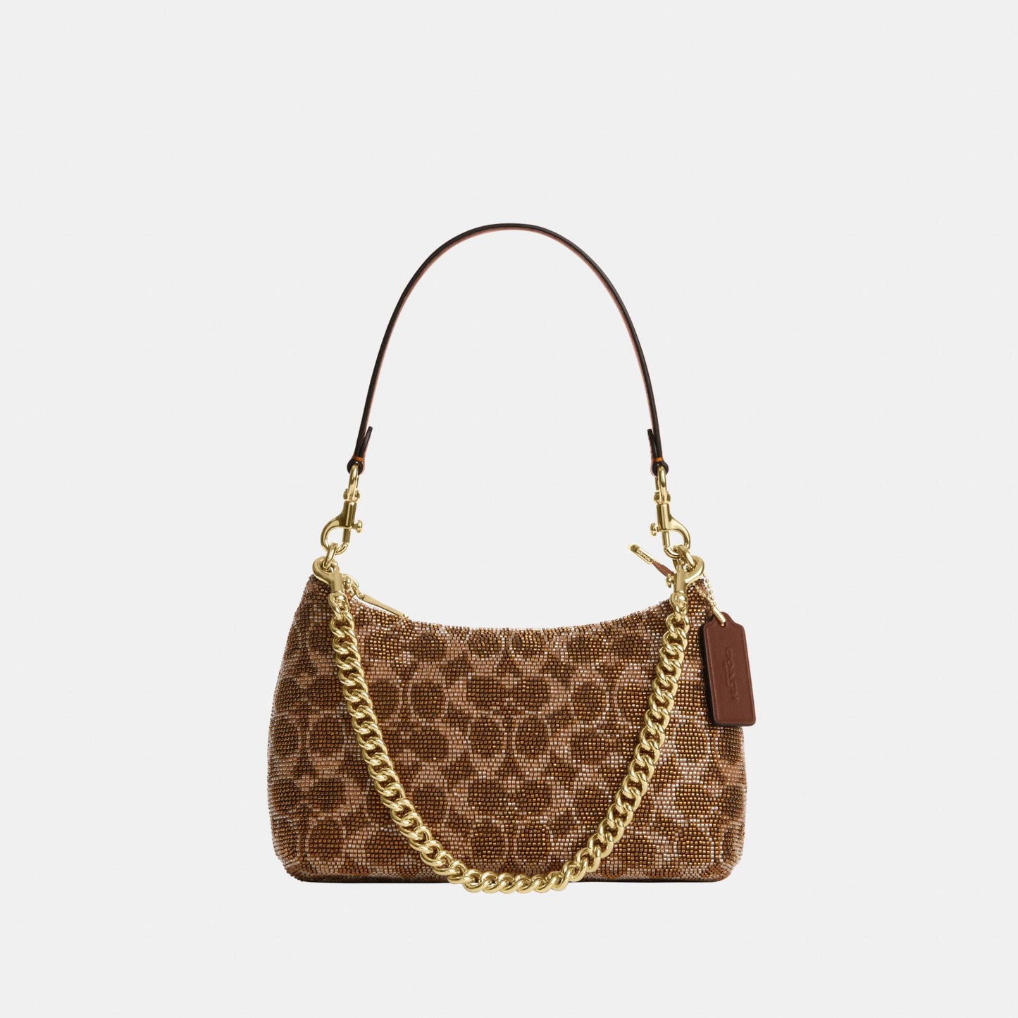CET14-Teri Shoulder Bag in Signature Beaded Satin-Im/Tan