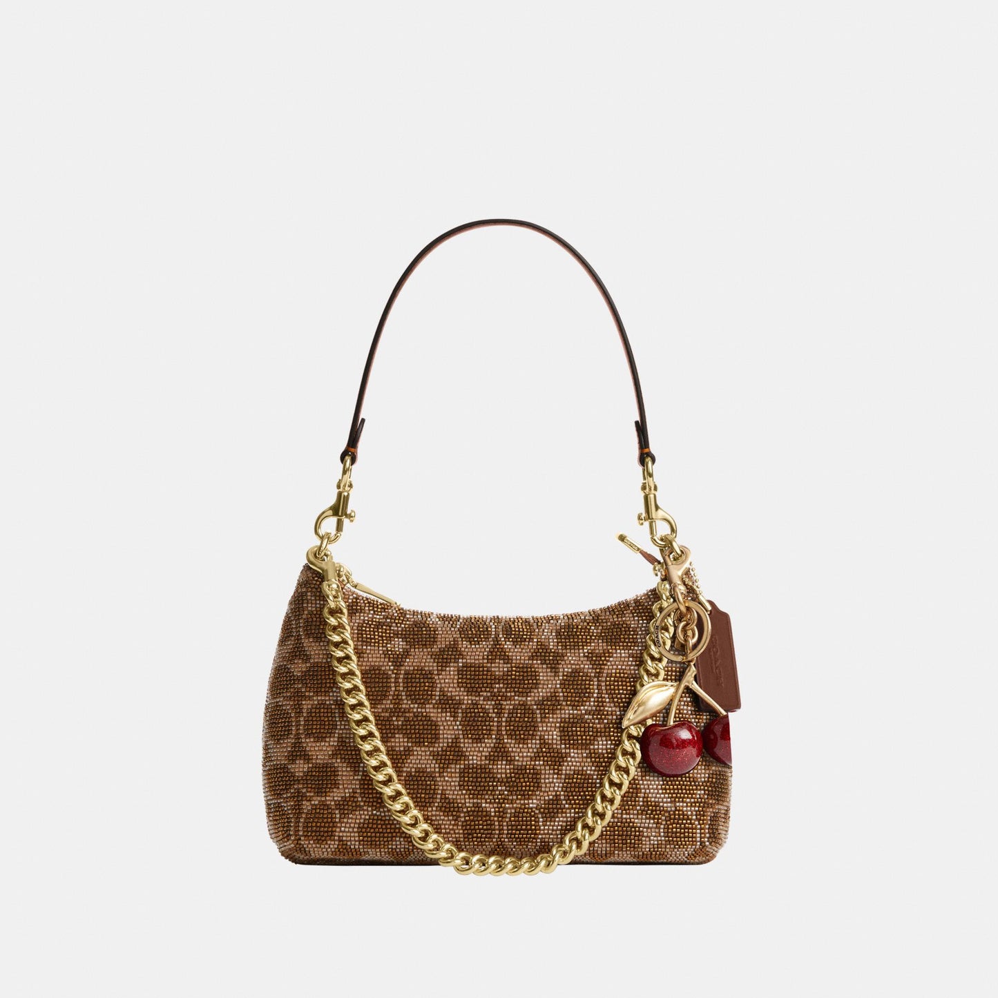 CET14-Teri Shoulder Bag in Signature Beaded Satin-Im/Tan