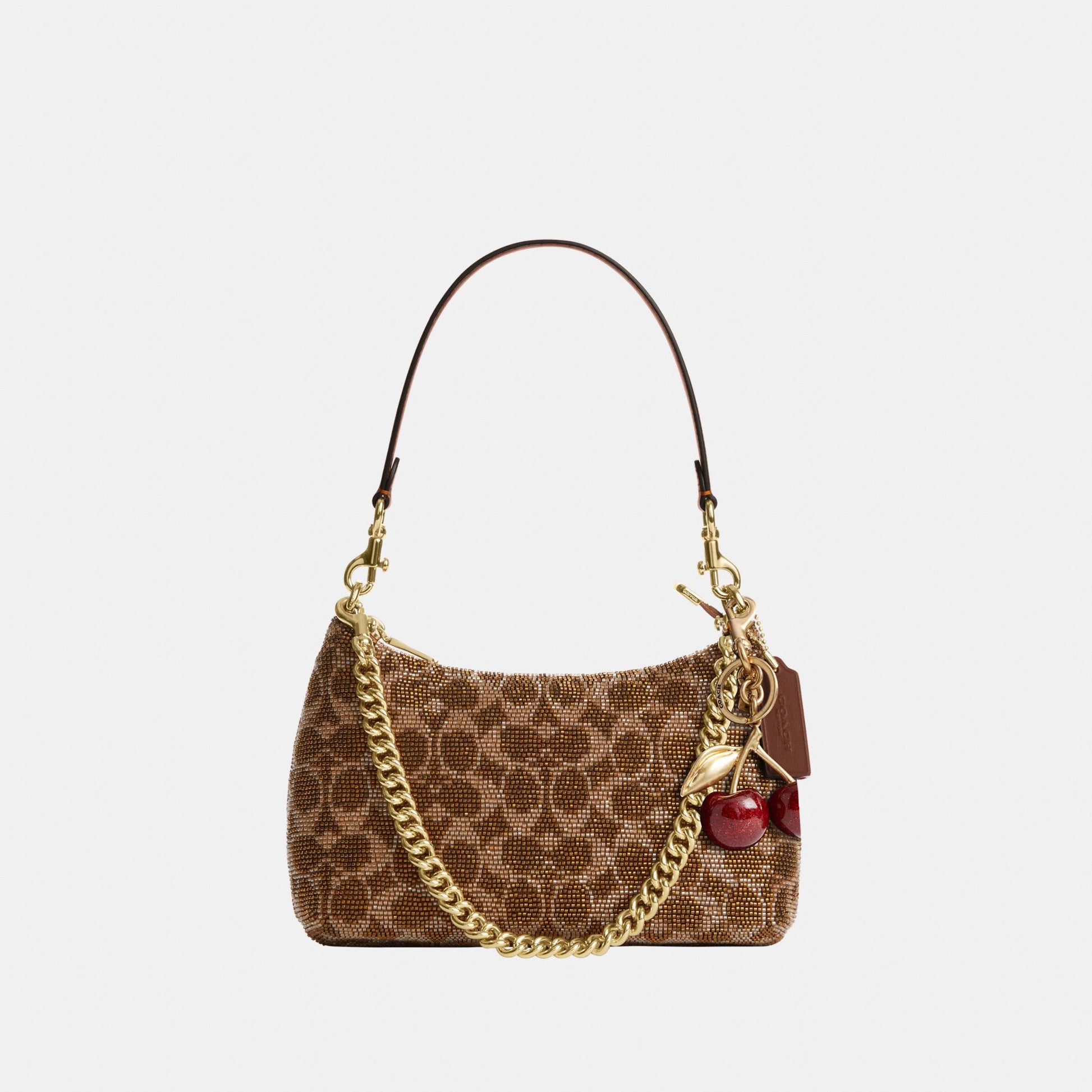 CET14-Teri Shoulder Bag in Signature Beaded Satin-Im/Tan