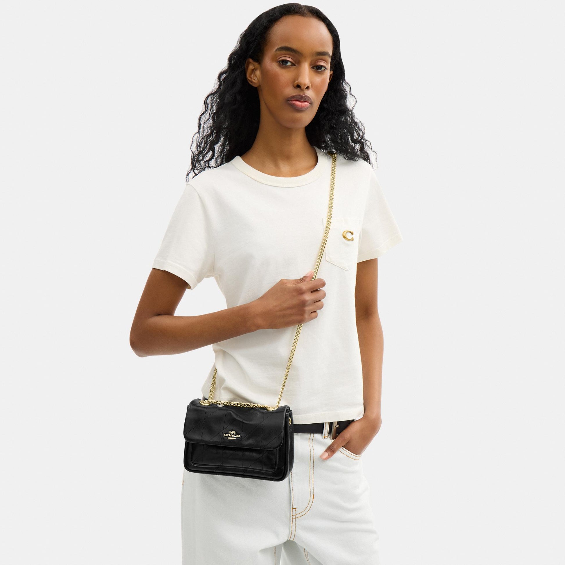 CEU14-Elodie Crossbody Bag 18 with Quilting-Im/Black