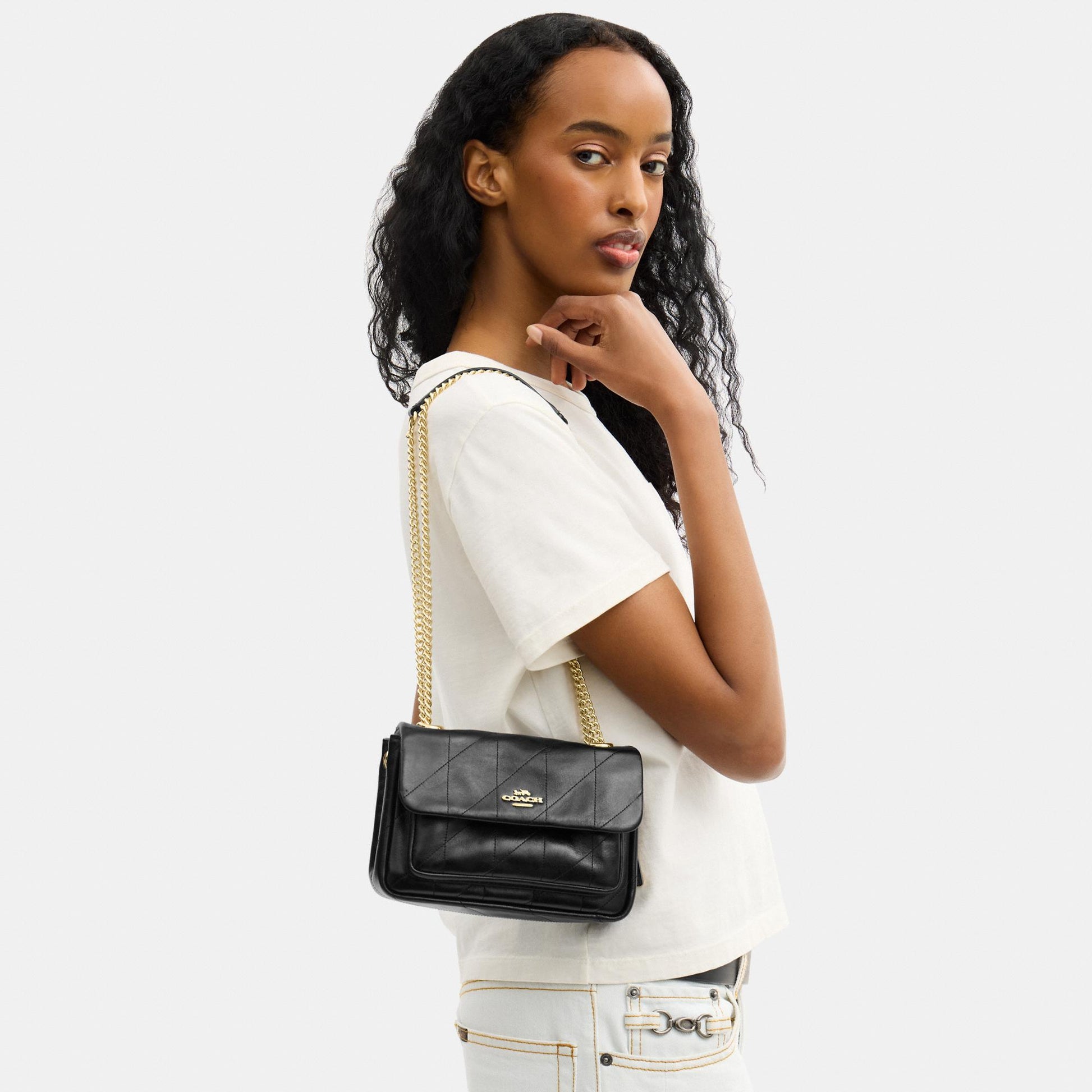 CEU14-Elodie Crossbody Bag 18 with Quilting-Im/Black