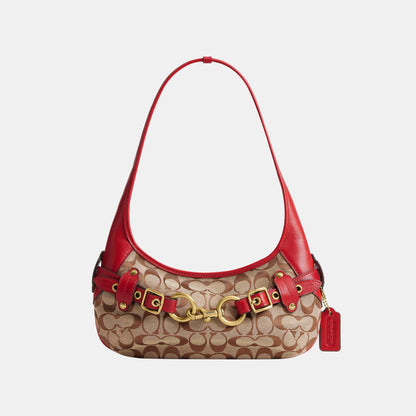 CEV10-Belted Ergo Shoulder Bag 26 in Signature Jacquard-B4/Poppy Signature